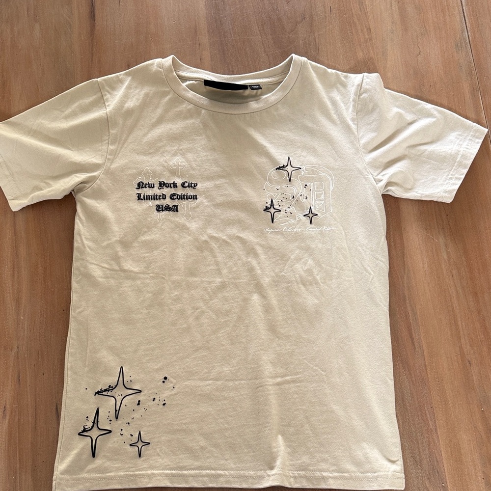 Youth boys Supply and Demand T shirt Beige Graphic T-Shirt with Star Design